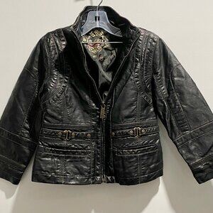 Girls Big Chill Vintage Faux Leather Biker Retro Coat Jacket 4T